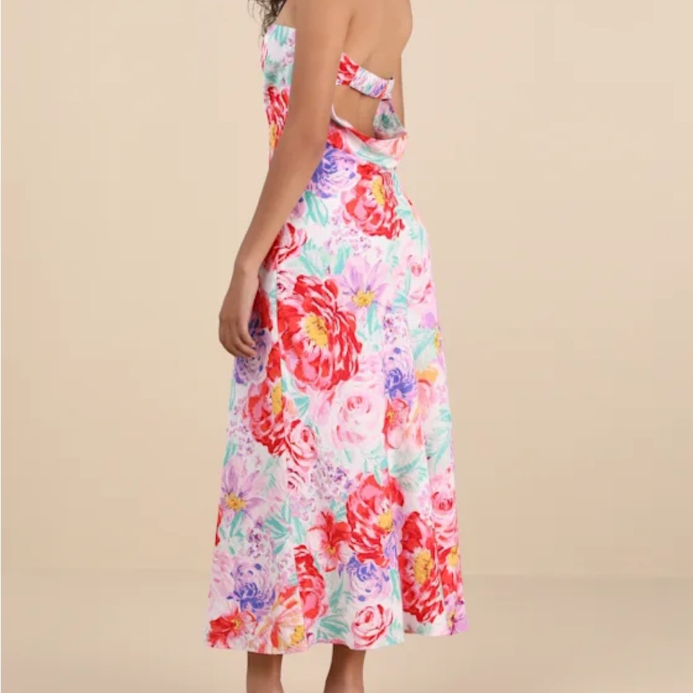Jianna Ivory Multi Floral Strapless Cowl Back Maxi Dress - Picture 4 of 4